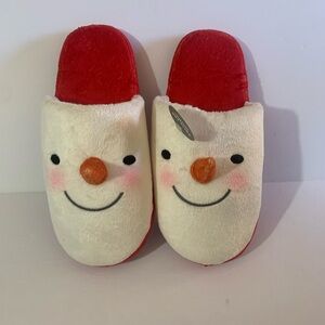Hallmark Red and White Snowman Plush Slippers NWT